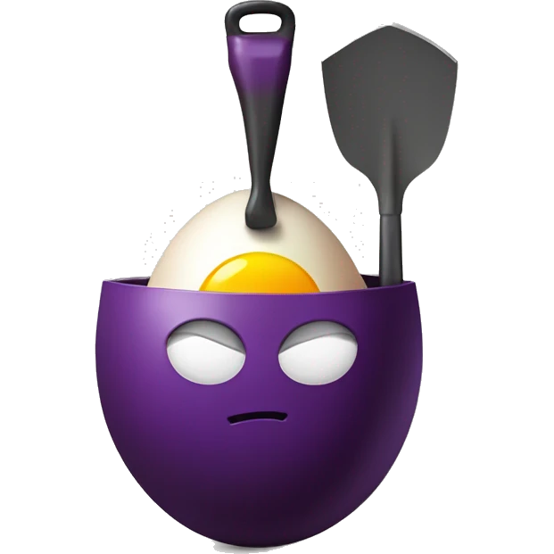 a shovel with an eggplant inside and a knife stuck inside the egg emoji