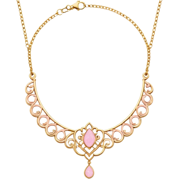 Pastel Pink Glitter Gold Necklace  emoji
