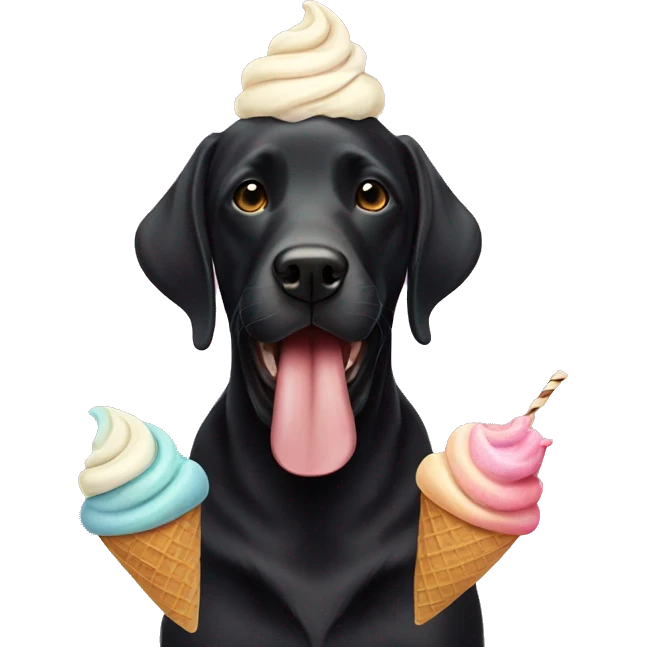 Black labs eating ice cream  emoji