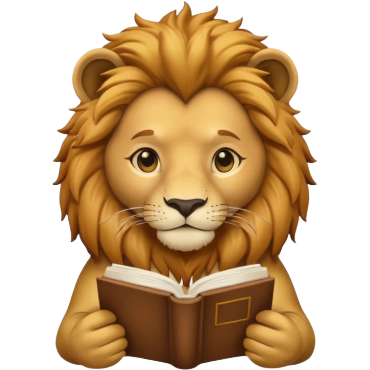 lion reading a book emoji