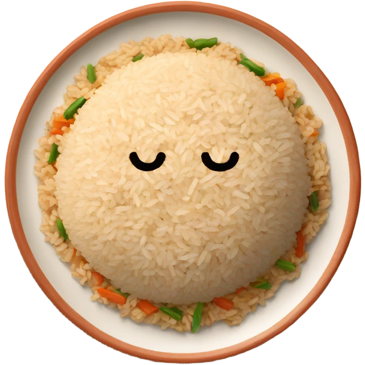 fried rice with mixed of brown rices on a terra cotta plate (no vegetables) emoji