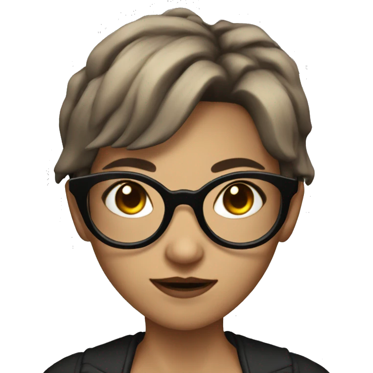 demon girl with brown short hair and round black glasses emoji