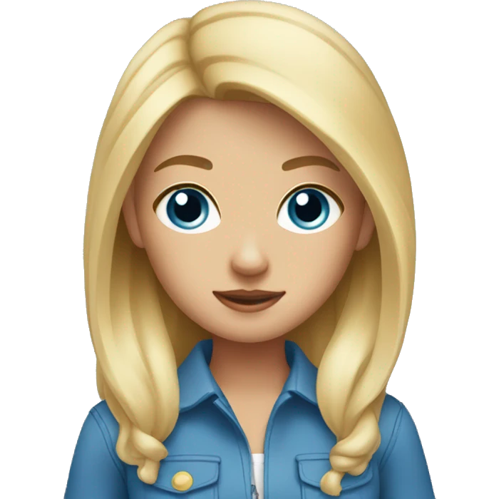 Blonde girl blue eyes holding spitz  emoji