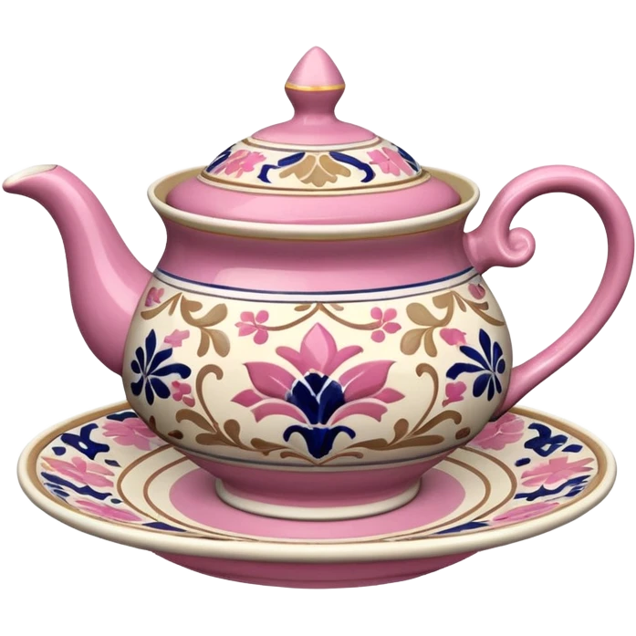 Pink white & beige Talavera tea cup emoji