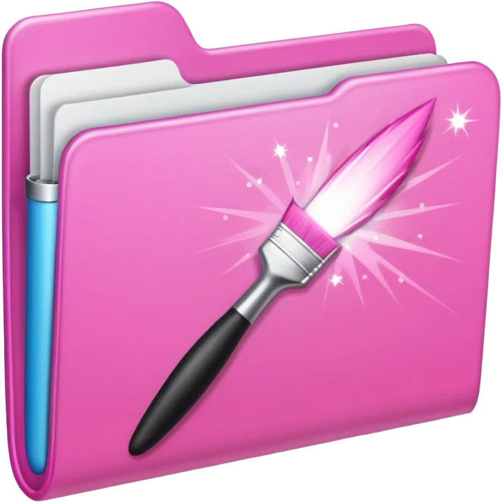  folder light sparkles pink plain with brush logo emoji