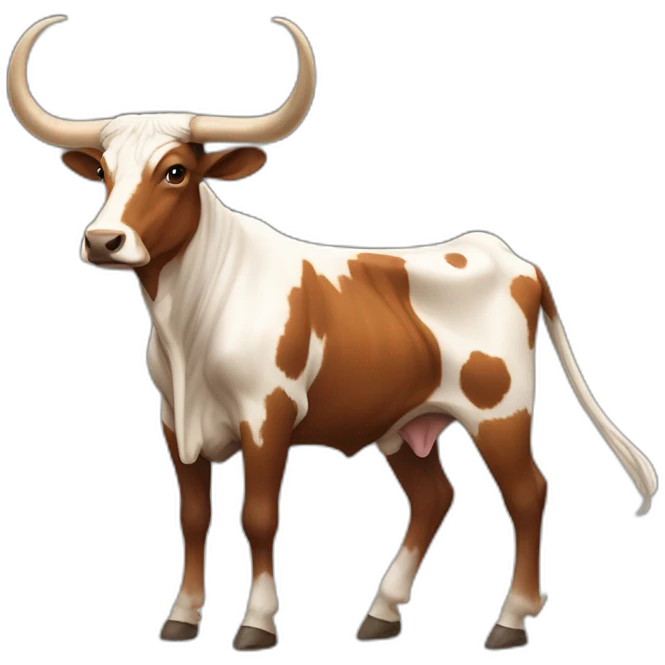 lONGHORN, FULL BODY, EXTREMELY LONG HORNS THAT SWOOP DOWN, BRINDLE COLOR, 3/4 PROFILE emoji