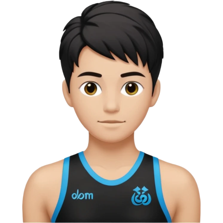 Un personnage qui a les cheveux noirs dans le côté et qui porte un maillot de l’om emoji