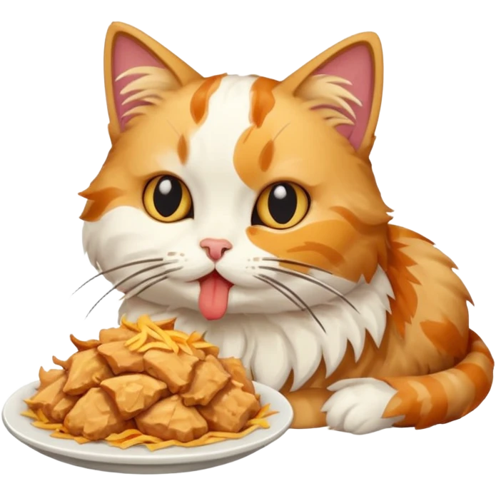 Cat eating chicken emoji