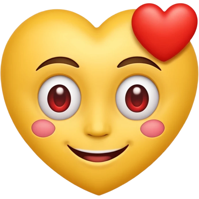 classic heart eyes emoji, yellow face, big red heart eyes, wide smile emoji