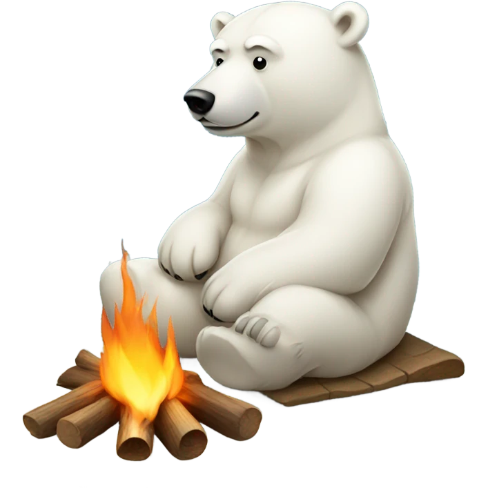 Polar bear sitting by a campfire emoji