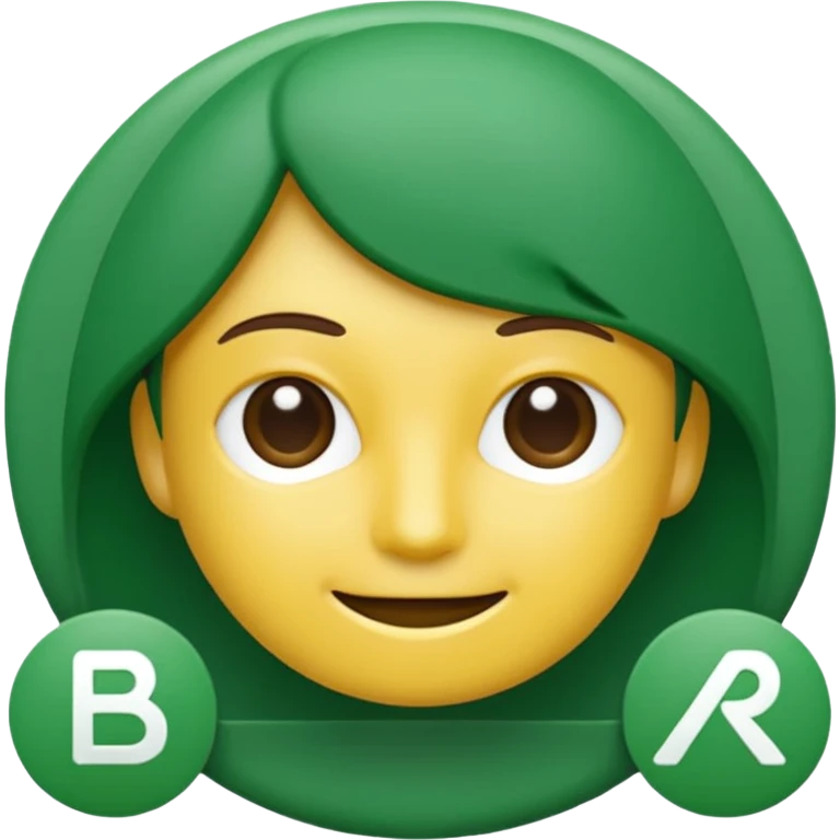 WhatsApp-style emoji representing SBR SDN BHD with bold, simple shapes, friendly and professional vibe, company initials 'SBR' in modern rounded font, green color palette similar to WhatsApp branding, no extra text, clean and easily recognizable at small size emoji