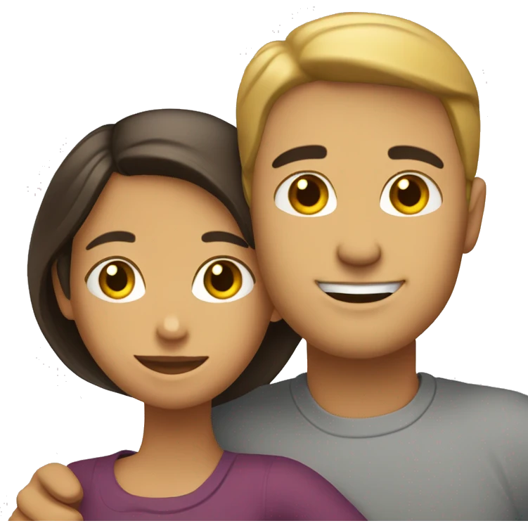 White man an hispanic woman hug each other emoji
