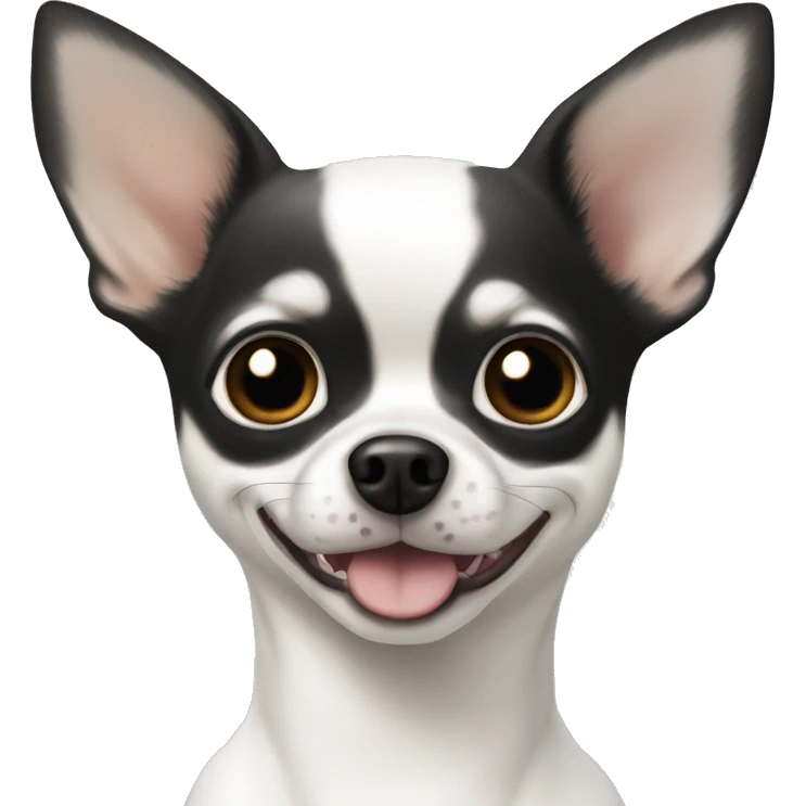 A white dear head Chihuahua, with jet black eyes emoji