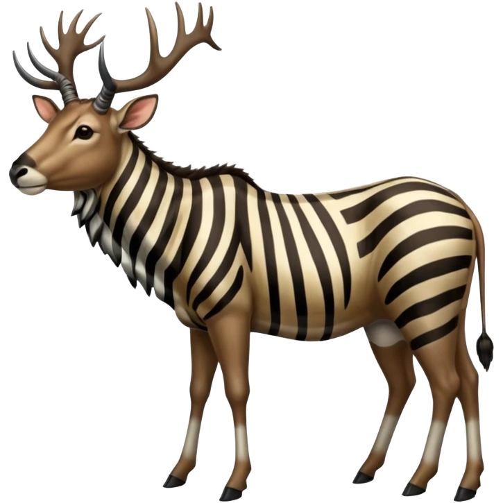 Wildebeest-Deer-zebra-ox-bull-gazelle-fusion-animal-hybrid-creature, full body emoji