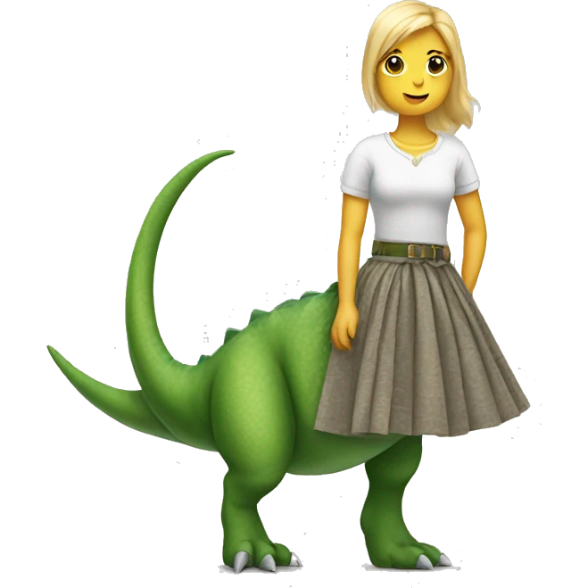 Dinosaur in skirt emoji