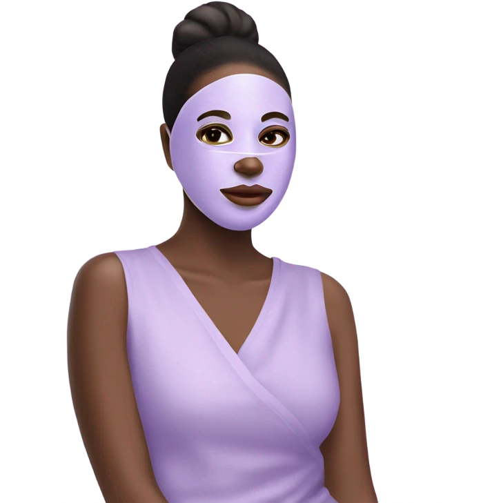 Lady with pastel Purple face mask spa beauty full face relaxing emoji