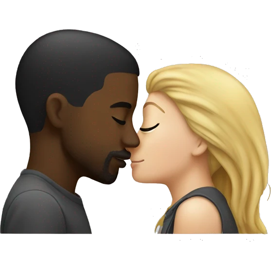 White female kissing a black male emoji