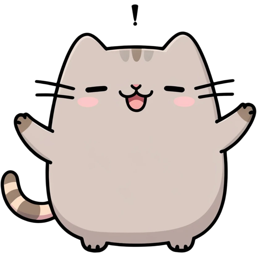 Pusheen hyped up emoji