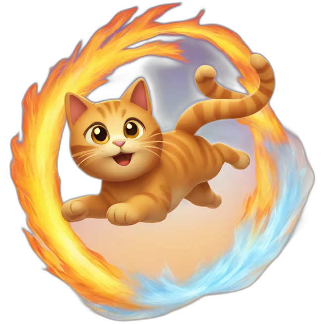  cat flying through a ring of fire emoji