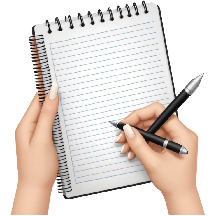 libreta anillada abierta y sostenida por unas manos  emoji