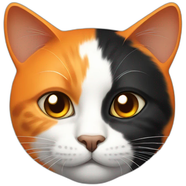 Orange white black cat head emoji