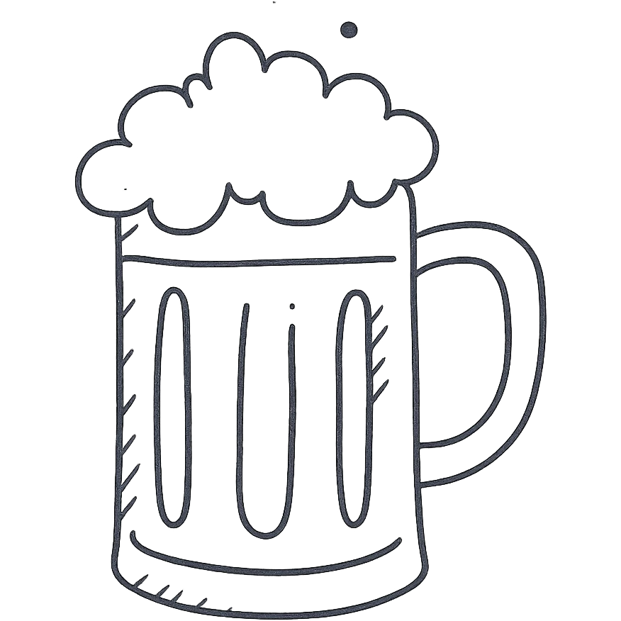 beer mug, sketchy and playful, hand drawn icon style emoji