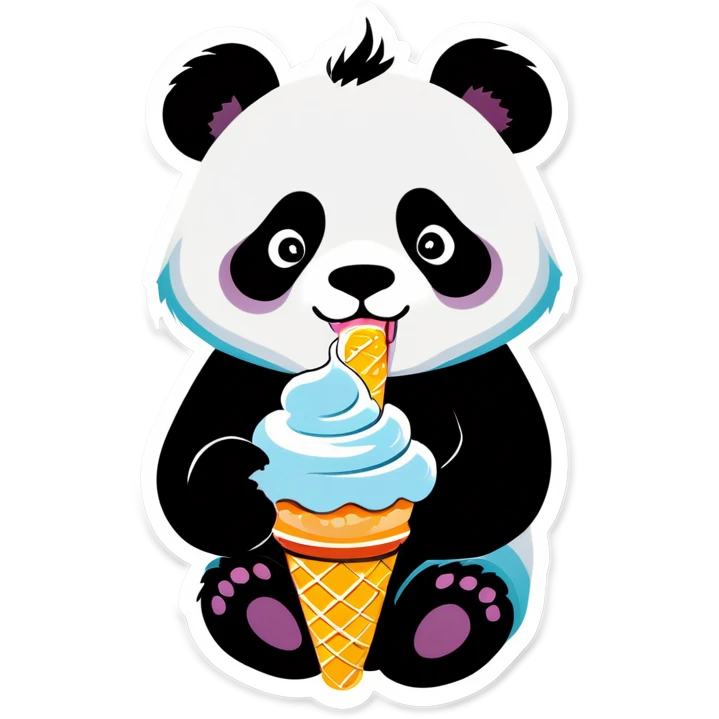 Panda eating ice cream emoji