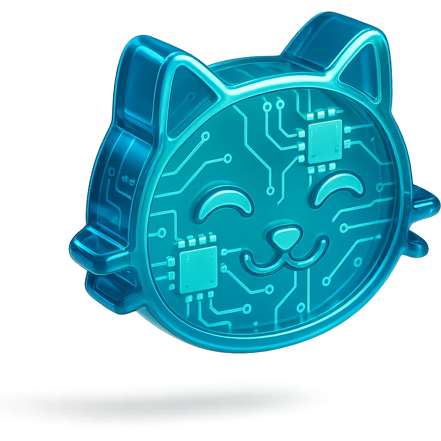cat icon with glossy circuit style emoji