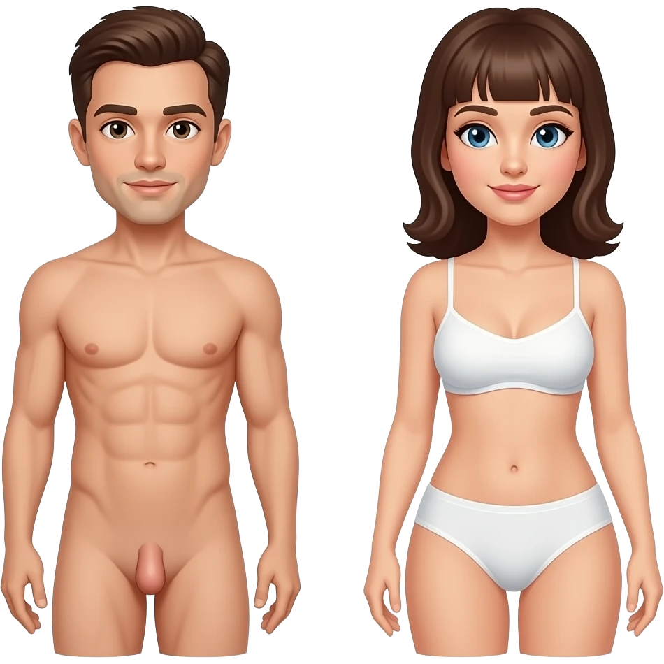 Faça ele pelado mostrando o penes e uma mulher pelada com a bunda de fora sem calsinha emoji