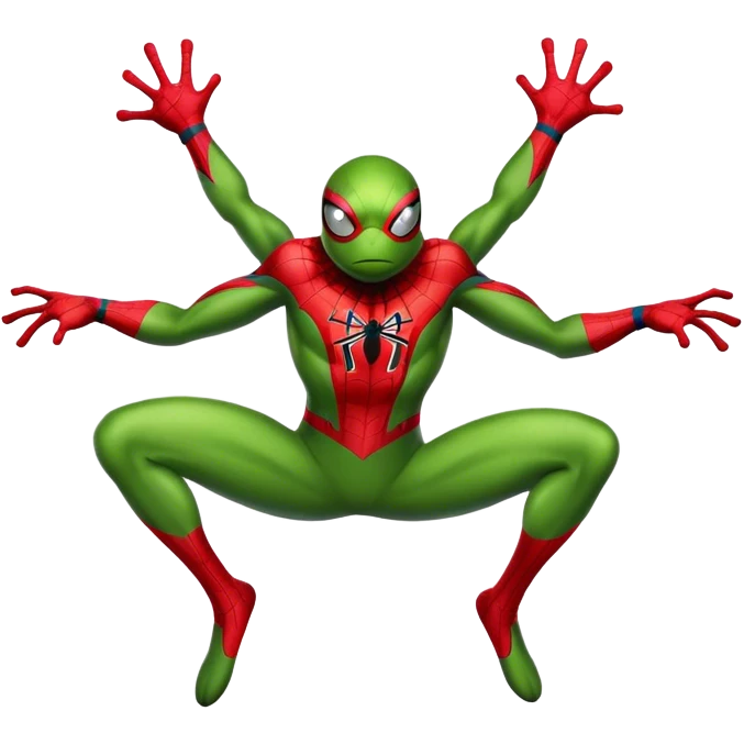 A frog in a spider-man costume emoji