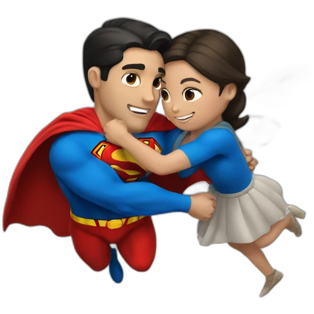 Superman Fly with a girl in his arms emoji