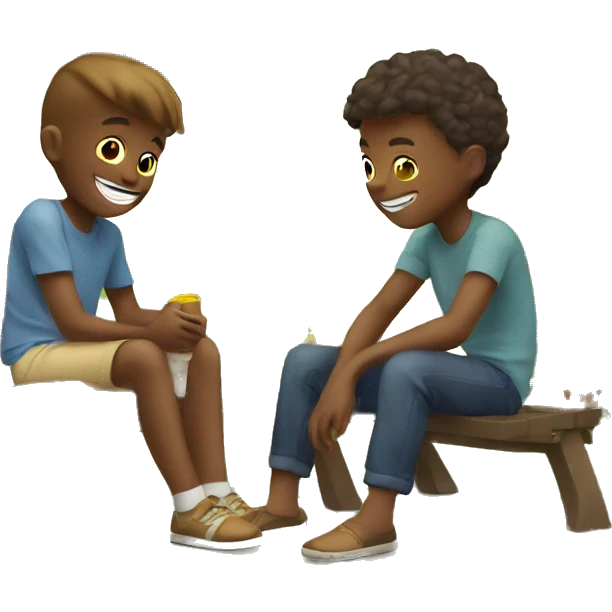 boys enjoying outdoor sunshine backyard  emoji