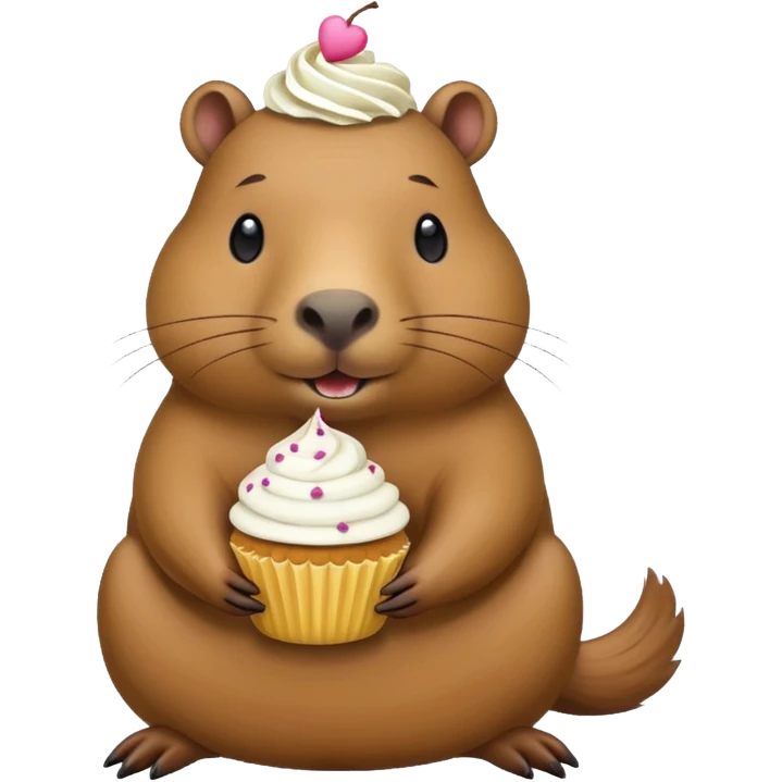 capybara with cupcake emoji