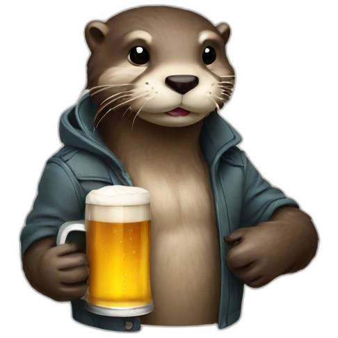 Badass otter serving beer emoji