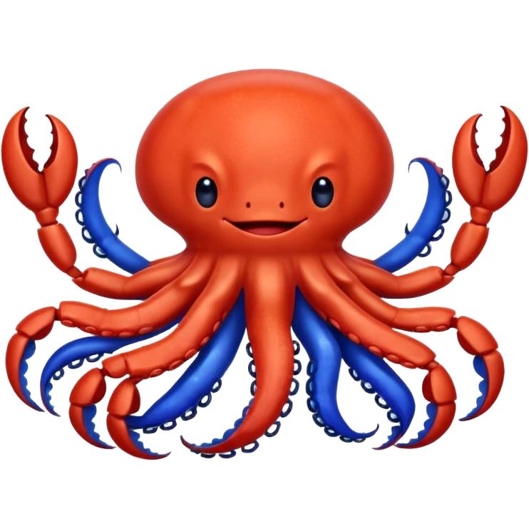 a red crab with two claws and a blue octopus are friends emoji