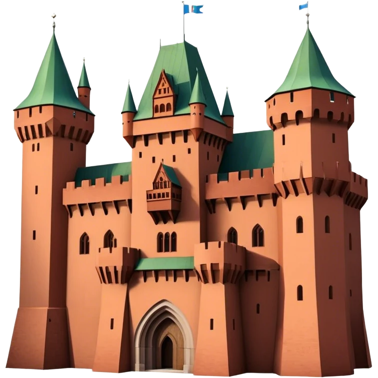 Cinematic Realistic Malbork Castle Landmark Emoji, depicted as an imposing medieval fortress rendered with rich detail and dramatic, historic lighting. emoji