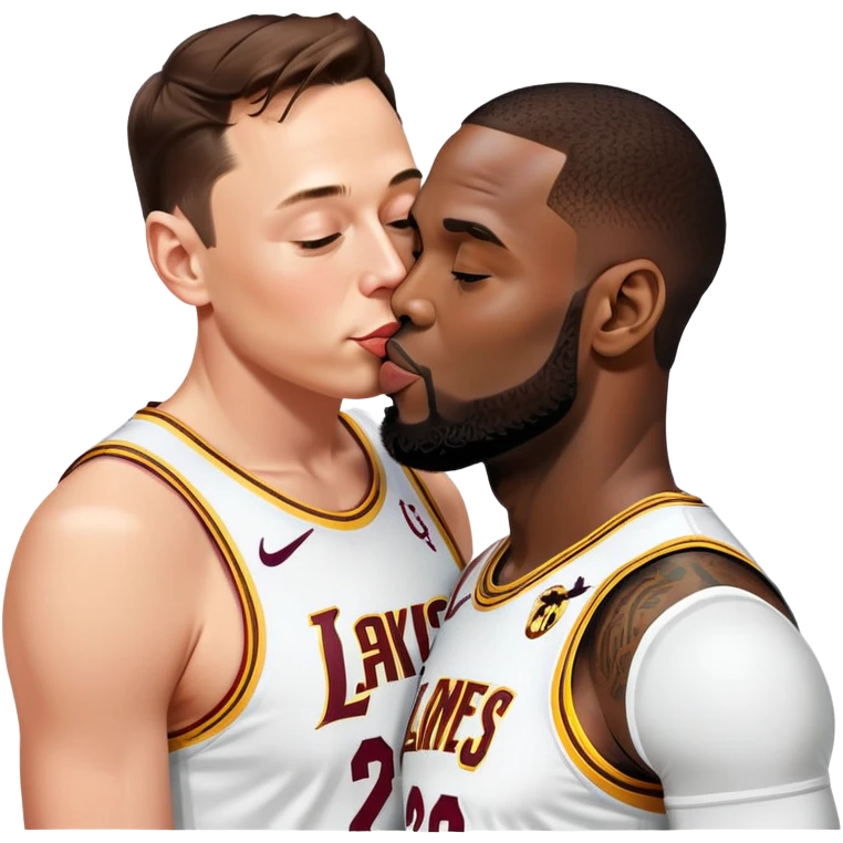 Elon musk kissing LeBron James emoji
