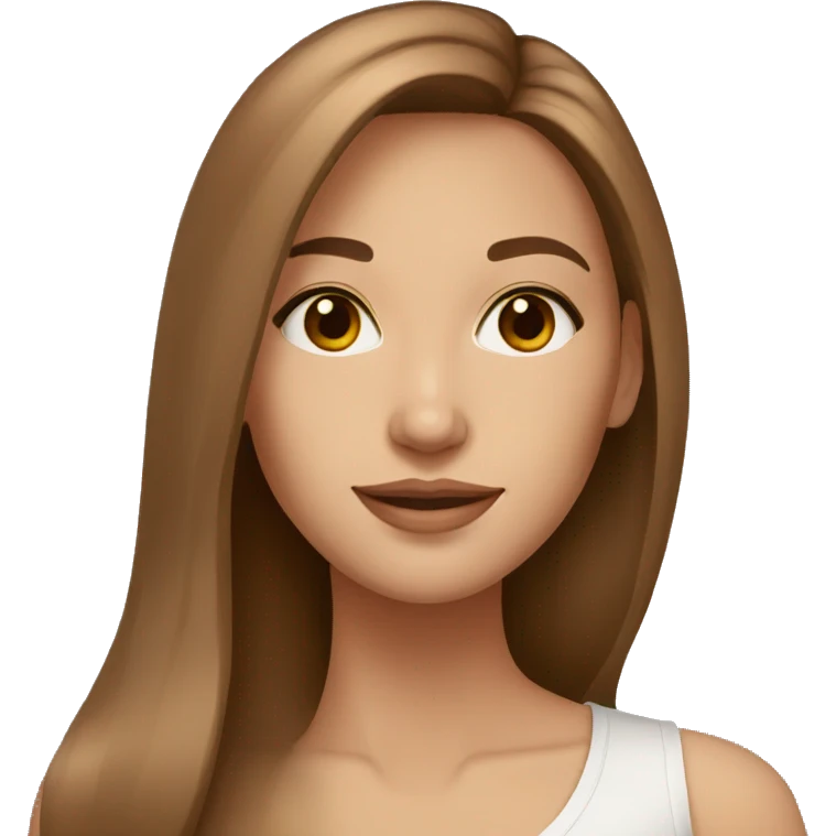 beautiful woman, straight long light brown hair, brown eyes emoji