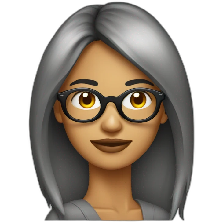 mujer pelo largo negro gafas con pizza emoji