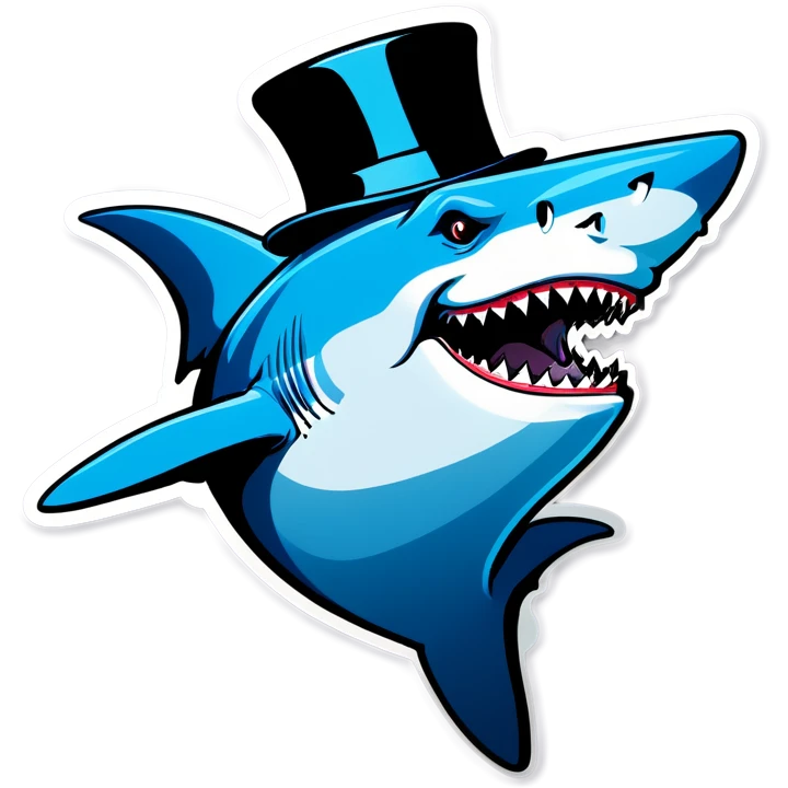 Shark with a top hat emoji