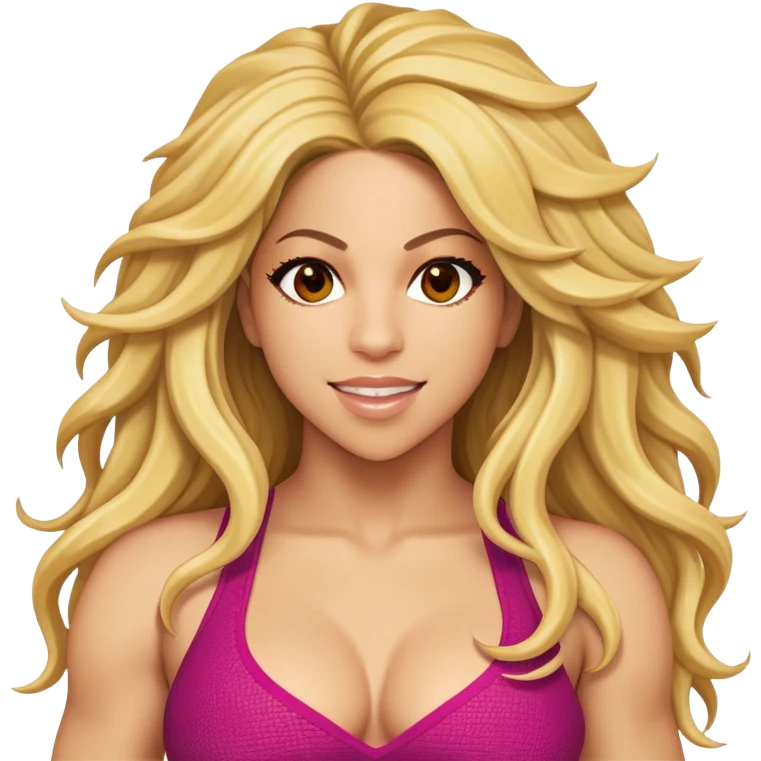 Cinematic Realistic Shakira Portrait Emoji, depicted as a dynamic charismatic pop icon with energetic movement and expressive features, rendered with vibrant textures and dynamic modern lighting that captures her global appeal. emoji