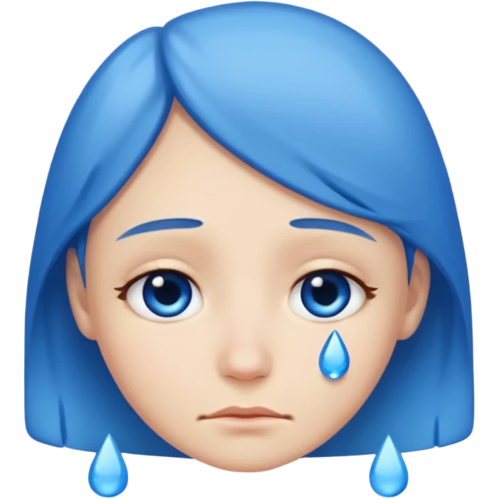 mix of these two 🥺☺️ but make it classic orginal emoji not woman or man face and without hearts and a little bit sad but still smile, make the drops blue like cry emoji