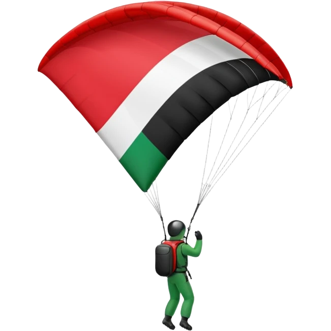 a palestinian flag with a paraglider, respect scrupulously the correct shapes and colours of the flag emoji