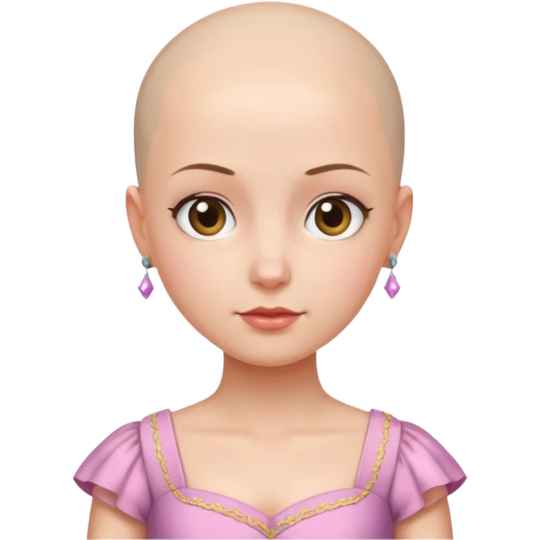 create pretty girl with bald head and pretty dress shot is waist close emoji