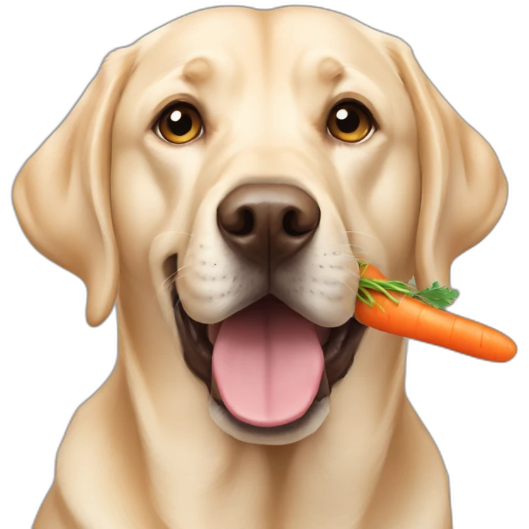 champagne coloured labrador eating a carrot emoji