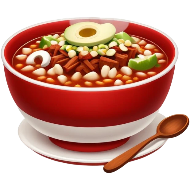 a bowl of pozole rojo, ultra realistic emoji