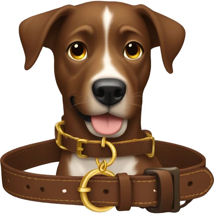 Brown dog collar with golden ring  emoji