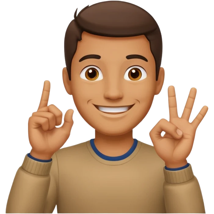 A guy doing the 67 emoji