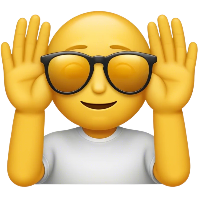 A normal Emoji who hold his hands Like sunglases in the Front of his eyes emoji