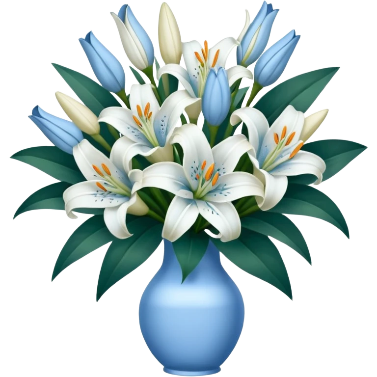 Big white and blue bouquet of Lillie’s  emoji